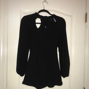 Black Long-Sleeve Romper
